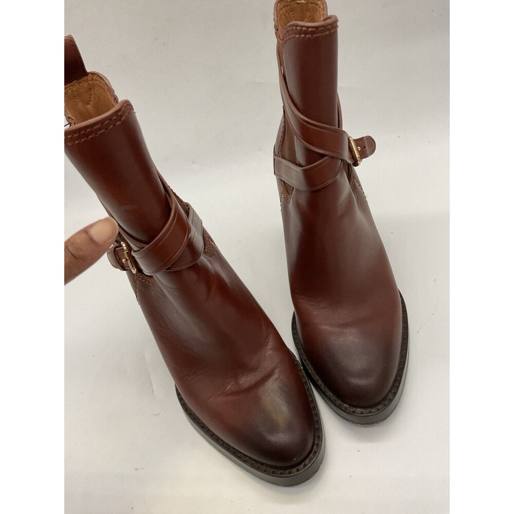 Coach Women’s Brown Leather Ankle Boots Buckle Accent Round Toe US 7 B - Picture 2 of 10